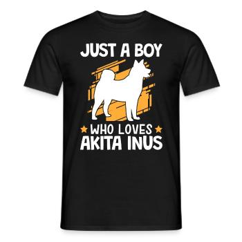 Le garçon de l’Akita Inu aime le Spitz japonais - T-shirt homme - noir - Devant - AI Model Male 178 light (178cm)