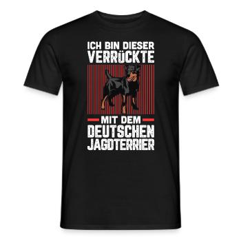 Ich bin der Verrückte mit dem Jagdterrier - Männer T-Shirt - Schwarz - Vorne - AI Model Male 178 light (178cm)