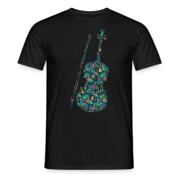 Violin Violinist Tropical Flower - Men's T-Shirt - black - Front - AI Model Male 178 light (178cm)