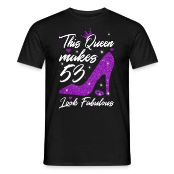 Cette reine fait 53 look Fabuleux 53e anniversaire - T-shirt homme - noir - Devant - AI Model Male 178 light (178cm)