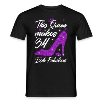 This Queen makes 34 look Fabulous 34th Birthday - Männer T-Shirt - Schwarz - Vorne - AI Model Male 178 light (178cm)