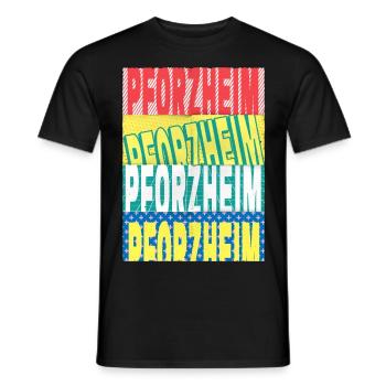 Pforzheim Germany City Font Skyline - Men's T-Shirt - black - Front - AI Model Male 178 light (178cm)