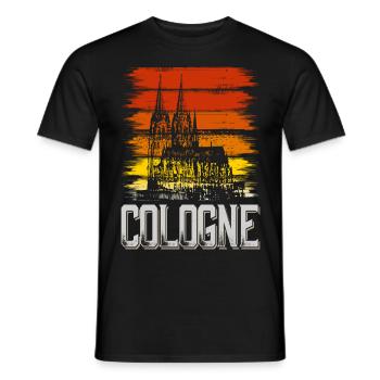 Cathédrale de Cologne Allemagne Ville Skyline Vintage Rétro - T-shirt homme - noir - Devant - AI Model Male 178 light (178cm)
