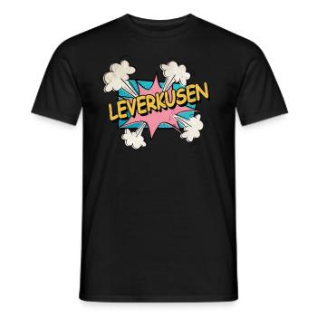 Leverkusen Germany City Font Pop Art Comic - Men's T-Shirt - black - Front - AI Model Male 178 light (178cm)