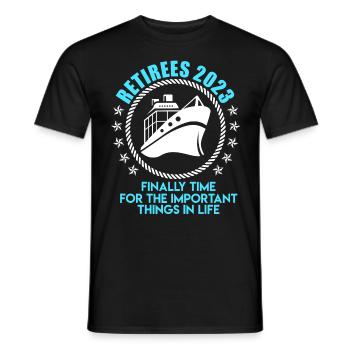 Pensioner 2023 boater skipper retirement - Men's T-Shirt - black - Front - AI Model Male 178 light (178cm)