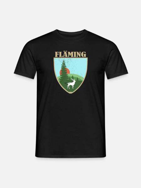 Fläming mit Hirsch - Männer T-Shirt - Schwarz