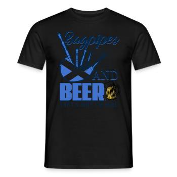 Cornemuse et bière Écosse - T-shirt homme - noir - Devant - AI Model Male 178 light (178cm)