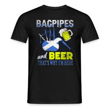 Cornemuse et bière Écosse - T-shirt homme - noir - Devant - AI Model Male 178 light (178cm)