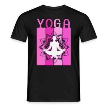 Retro Lotus Flower Meditating Yoga - Männer T-Shirt - Schwarz - Vorne - AI Model Male 178 light (178cm)
