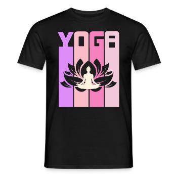 Retro Lotus Flower Meditating Yoga - Männer T-Shirt - Schwarz - Vorne - AI Model Male 178 light (178cm)