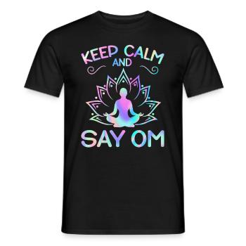 Keep Calm and Say OM Yoga - Männer T-Shirt - Schwarz - Vorne - AI Model Male 178 light (178cm)