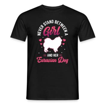 Girl and her Eurasier Eurasian Dog - Men's T-Shirt - black - Front - AI Model Male 178 light (178cm)