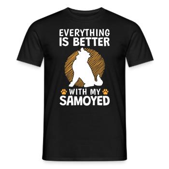Alles ist besser mit Samojede Schlittenhund - Männer T-Shirt - Schwarz - Vorne - AI Model Male 178 light (178cm)
