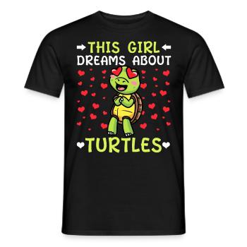 Cette fille rêve de tortues tortue - T-shirt homme - noir - Devant - AI Model Male 178 light (178cm)
