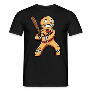 Lebkuchen Mit Baseballschläger Sport Weihnachten - Männer T-Shirt - Schwarz - Vorne - AI Model Male 178 light (178cm)