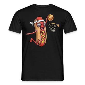Hot dog in a bun Playing basketball Sports - Men's T-Shirt - black - Front - AI Model Male 178 light (178cm)