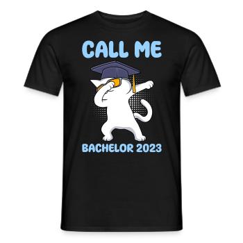 Call Me Bachelor 2023 Bachelor Degree - Men's T-Shirt - black - Front - AI Model Male 178 light (178cm)