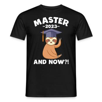 Master 2023 und jetzt? Master Abschluss - Männer T-Shirt - Schwarz - Vorne - AI Model Male 178 light (178cm)