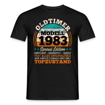 40. Geburtstag Oldtimer 1983 40 Jahre - Männer T-Shirt - Schwarz - Vorne - AI Model Male 178 light (178cm)