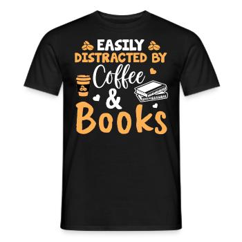 Easily distracted coffee & books - T-shirt homme - noir - Devant - AI Model Male 178 light (178cm)