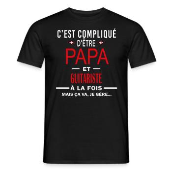 papa Et GUITARISTE cadeau citation - T-shirt homme - noir - Devant - AI Model Male 178 light (178cm)