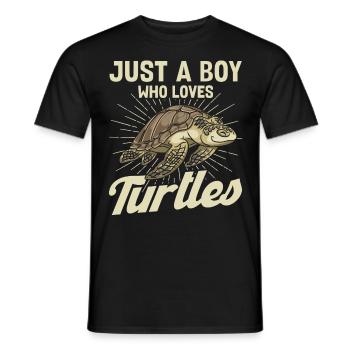 Just A Boy Who Loves Turtles - Männer T-Shirt - Schwarz - Vorne - AI Model Male 178 light (178cm)