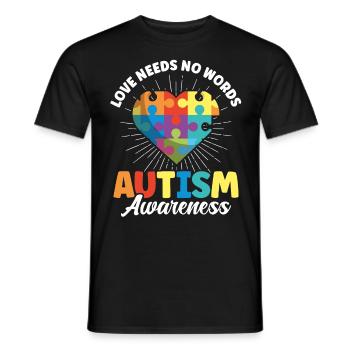 L’amour n’a pas besoin de mots Sensibilisation à l’autisme - T-shirt homme - noir - Devant - AI Model Male 178 light (178cm)