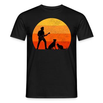Bass Guitar Player Musician Bassist Cat Dog Animal - Men's T-Shirt - black - Front - AI Model Male 178 light (178cm)
