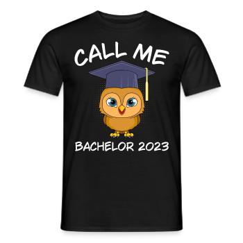 Call me Bachelor 2023 Study Degree - Men's T-Shirt - black - Front - AI Model Male 178 light (178cm)