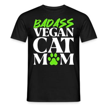 Maman chat végétalien - T-shirt homme - noir - Devant - AI Model Male 178 light (178cm)