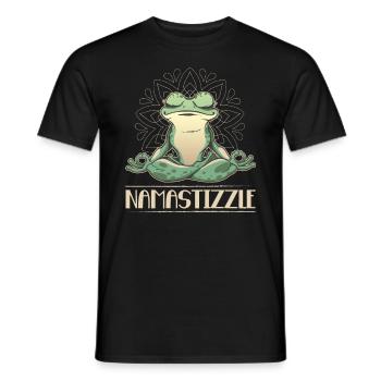 Namastizzle Funny Meditating Frog Yoga - Männer T-Shirt - Schwarz - Vorne - AI Model Male 178 light (178cm)