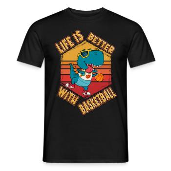 Basketball Dino T-Rex Player Sport Vintage Retro - T-shirt homme - noir - Devant - AI Model Male 178 light (178cm)