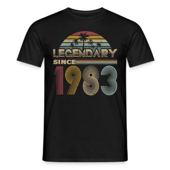 40e anniversaire né en 1983 Légendaire depuis 1983 - T-shirt homme - noir - Devant - AI Model Male 178 light (178cm)