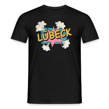 Lübeck Germany City Font Pop Art Comic - Men's T-Shirt - black - Front - AI Model Male 178 light (178cm)
