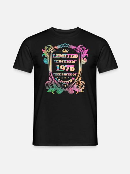 1975 Compleanno vintage vintage colori arcobaleno - T-shirt uomo - nero