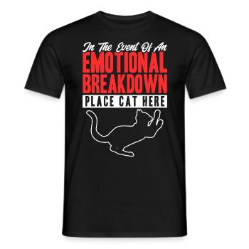 In The Event Of An Emotional Breakdown Cat - Men's T-Shirt - black - Front - AI Model Male 178 light (178cm)