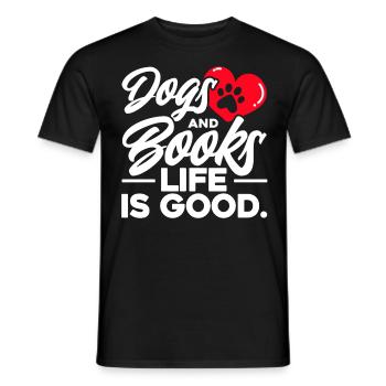 Chiens et livres La vie est belle - T-shirt homme - noir - Devant - AI Model Male 178 light (178cm)