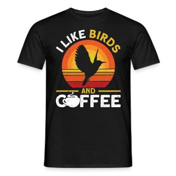 I Like Birds And Coffee - Men's T-Shirt - black - Front - AI Model Male 178 light (178cm)