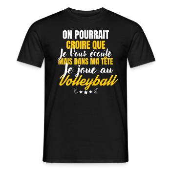 Dans ma Tête je joue au volleyball - T-shirt homme - noir - Devant - AI Model Male 178 light (178cm)
