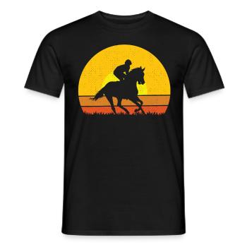 Fille Equitation Vintage Rétro - T-shirt homme - noir - Devant - AI Model Male 178 light (178cm)