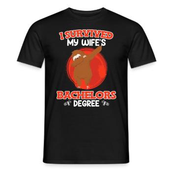 Bachelor 2023 Abschluss meiner Frau überlebt - Männer T-Shirt - Schwarz - Vorne - AI Model Male 178 light (178cm)