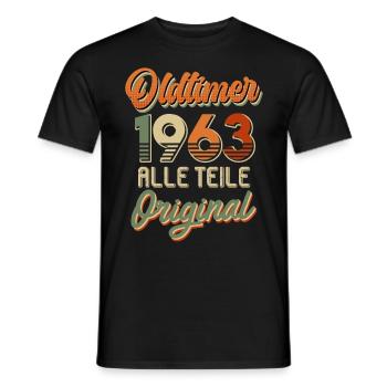 Oldtimer 1963 alle Teile Original 60. Geburtstag - Männer T-Shirt - Schwarz - Vorne - AI Model Male 178 light (178cm)