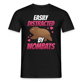 Wombat slightly distracted Australia marsupial - Men's T-Shirt - black - Front - AI Model Male 178 light (178cm)