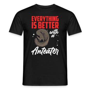 Tout mieux avec le fourmilier nain fourmilier - T-shirt homme - noir - Devant - AI Model Male 178 light (178cm)