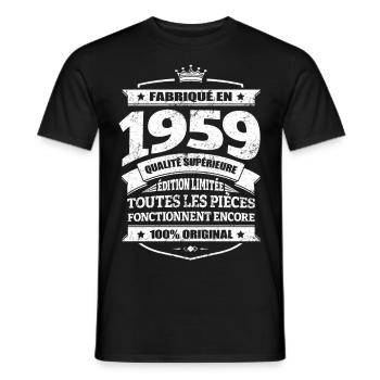 FABRIQUÉ EN 1959 - T-shirt homme - noir - Devant - AI Model Male 178 light (178cm)