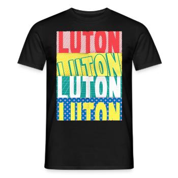 Luton Angleterre Royaume-Uni City Font Skyline Accueil - T-shirt homme - noir - Devant - AI Model Male 178 light (178cm)