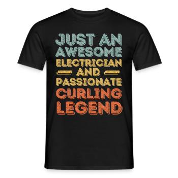 Electrician Curling retro - Men's T-Shirt - black - Front - AI Model Male 178 light (178cm)