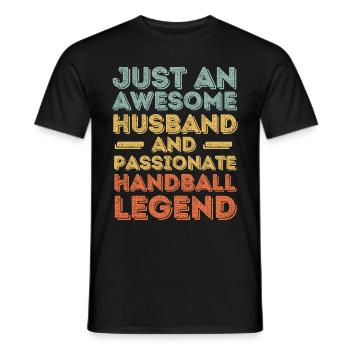 Husband Handball retro - Men's T-Shirt - black - Front - AI Model Male 178 light (178cm)