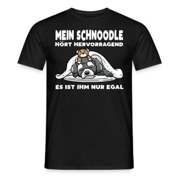 Schnoodle Hund Mit Kuscheltier - Männer T-Shirt - Schwarz - Vorne - AI Model Male 178 light (178cm)