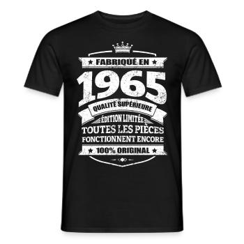 FABRIQUÉ EN 1965 - T-shirt homme - noir - Devant - AI Model Male 178 light (178cm)
